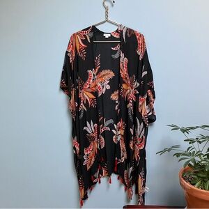 Sheer Kimono Duster 1X Boho Ethnic Hippie